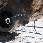 Lateral restriction jib being deployed