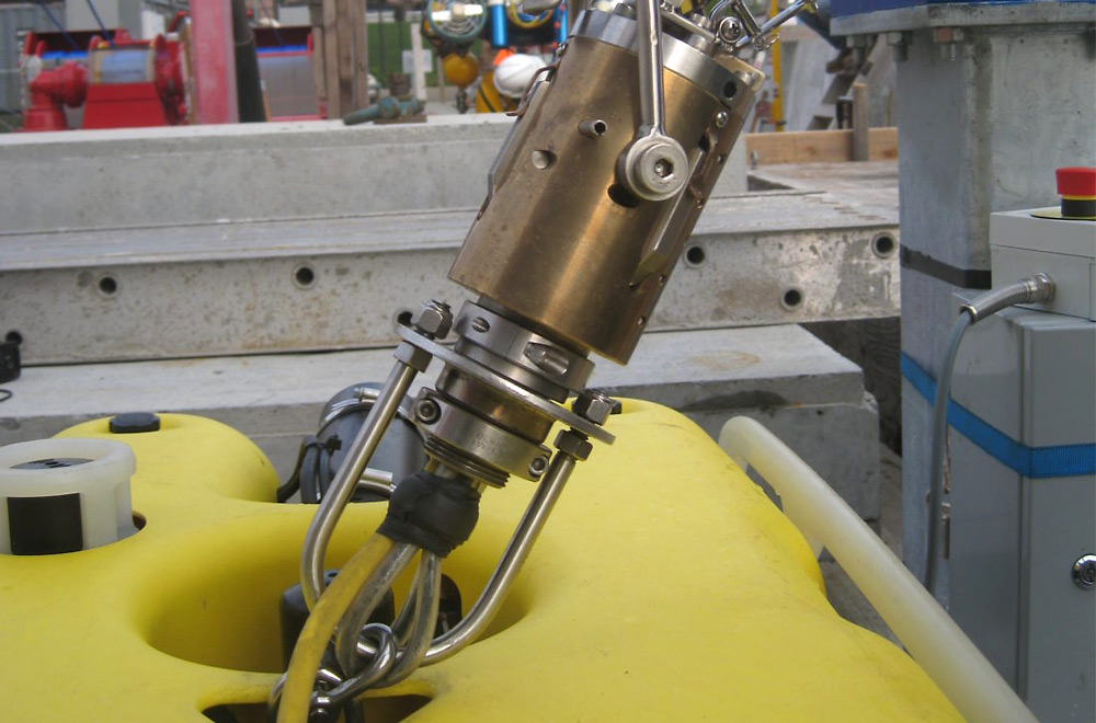 The SeaView Systems Recovery Latch is shown on our Seaeye Falcon ROV.